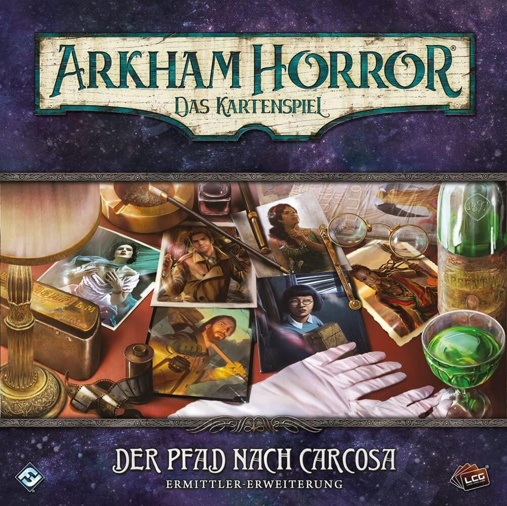 Gry o lotach fantasy, Horror w Arkham: LCG, Gra podstawowa, Gra ekspercka, Gra karciana, 1–4 graczy, Wiek 14+, 45+ minut, Niemiecki, Wielokolorowy, Kolorowy