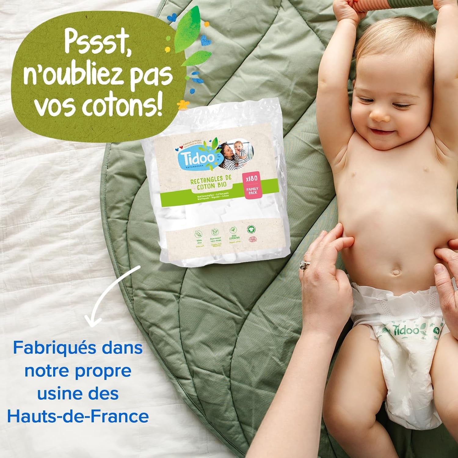 - Ökologische Diadeln, Größe 2 (3-6 kg) – natürlicher Ursprung, ohne Schadstoffe – 12 Stunden trocken, extrem saugfähig – hermestellung we Francji – 150 Einwegdiadeln – Opakowanie 1 miesiąc