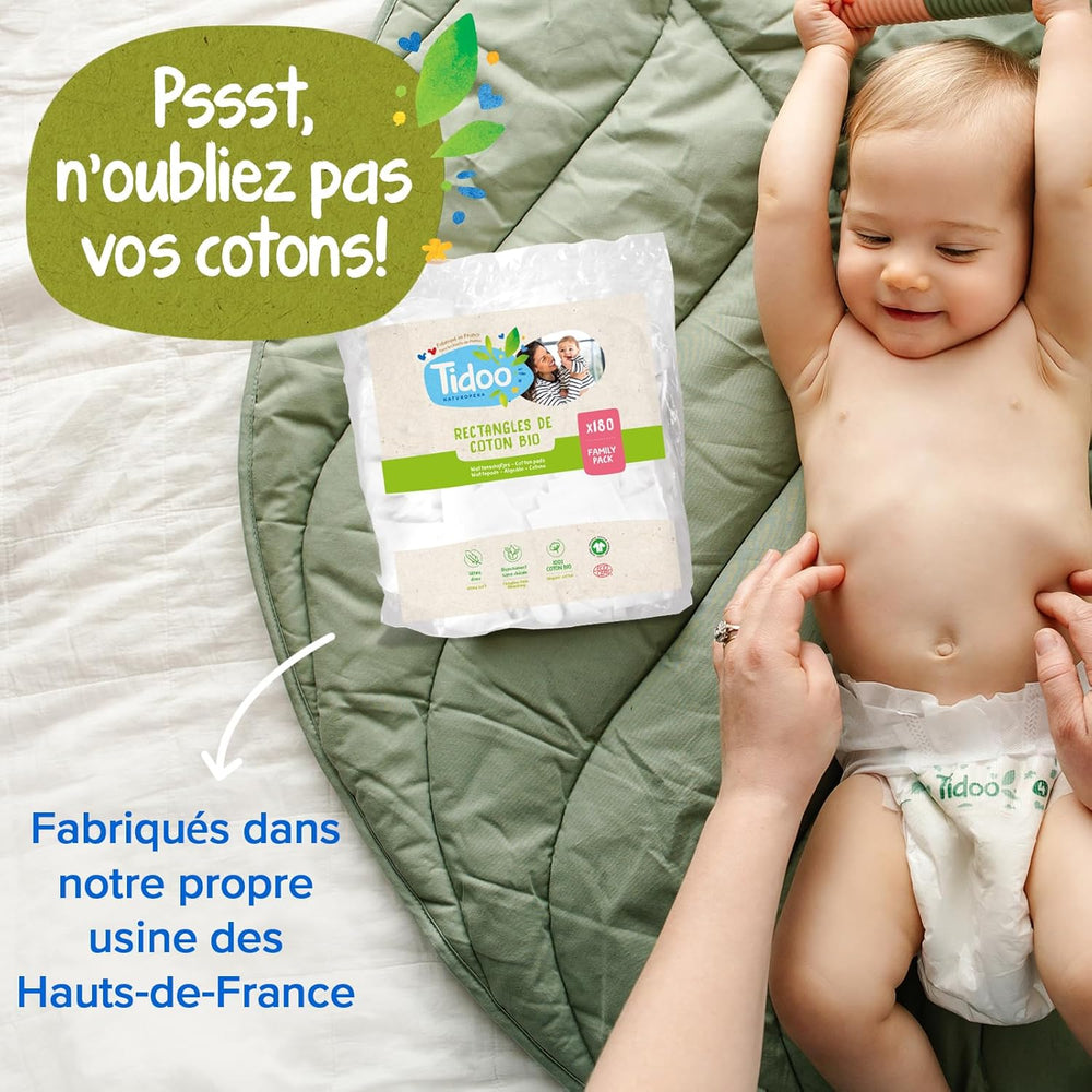 - Ökologische Diadeln, Größe 2 (3-6 kg) – natürlicher Ursprung, ohne Schadstoffe – 12 Stunden trocken, extrem saugfähig – hermestellung we Francji – 150 Einwegdiadeln – Opakowanie 1 miesiąc