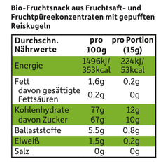 FRECHE FREUNDE Organiczne galaretki owocowe, lizaki jabłkowe, malinowe i ryżowe, słodka owocowa przekąska dla dzieci, bezglutenowe, wegańskie, opakowanie 20 szt. (20 x 30g)