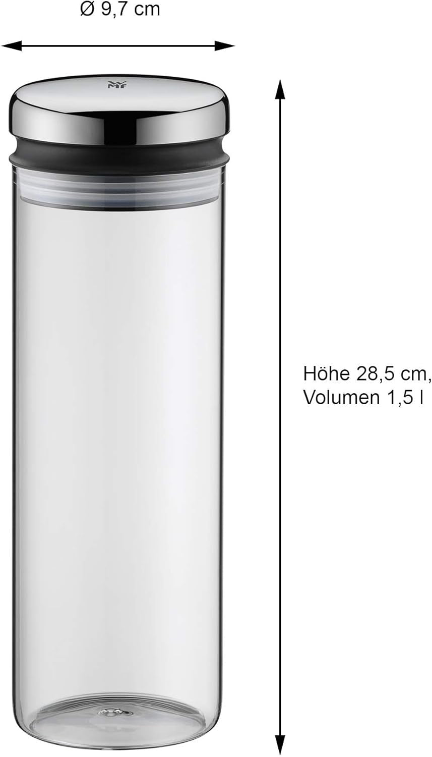 WMF Depot borcan de depozitare sticlă 1,5l, înălțime 28,5 cm, borcan de depozitare cu capac & Depot borcan de depozitare sticlă 2l, înălțime 36 cm, borcan de depozitare cu capac Cutii depozitare alimente Naty Shop
