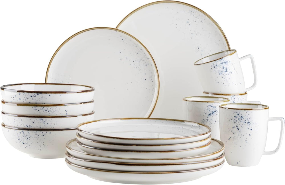 Seria MĘSER Pintar, wysokiej jakości zestaw zastawy stołowej dla 4 osób, łączna usługa 16 sztuk Zestawy zastawy stołowej Naty Shop Blue Zestaw zastawy stołowej