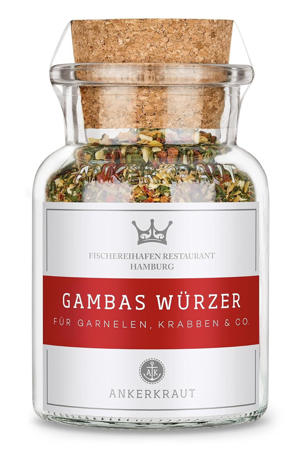 Ankerkraut x Fischereihafen Restaurant Gambas Würzer, Authentisches Gewürz für köstliche Gambas und Meeresfrüchte, Perfekt für die Mediterranean Küche, 80 g w Corkenglas