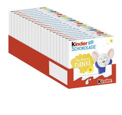 Kinder Chocolate (20 x 50g) - Prezent na Walentynki dla niego i dla niej, słodycze karnawałowe i Mardi Gras - Nadziewane batoniki mlecznej czekolady - 20 opakowań po 4 pojedyncze tabliczki w każdym