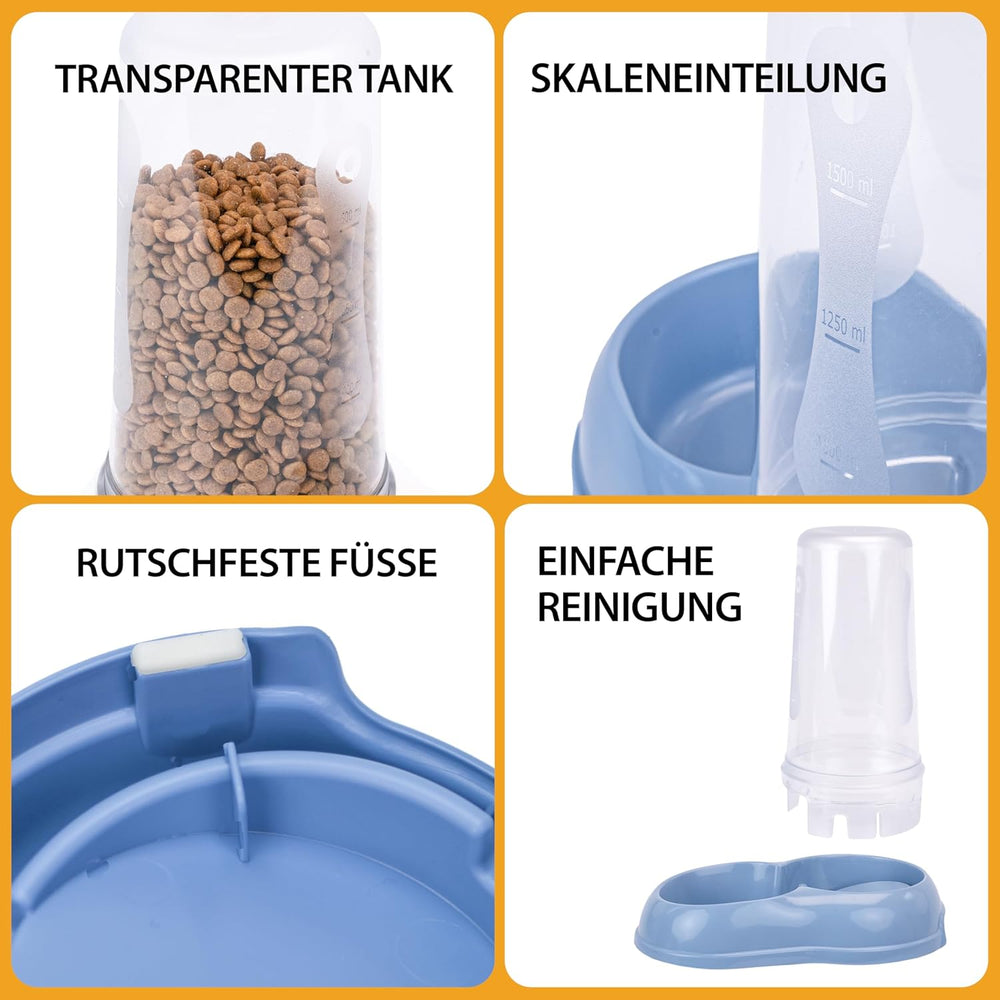 Ferplast Futter- oder Wasserspender für Hunde und Katzen AZIMUT 600 Futtertrog Woda 0,6 litra, Rutschfester Boden, 12,5 x 19 x wys. 19,5 cm niebieski