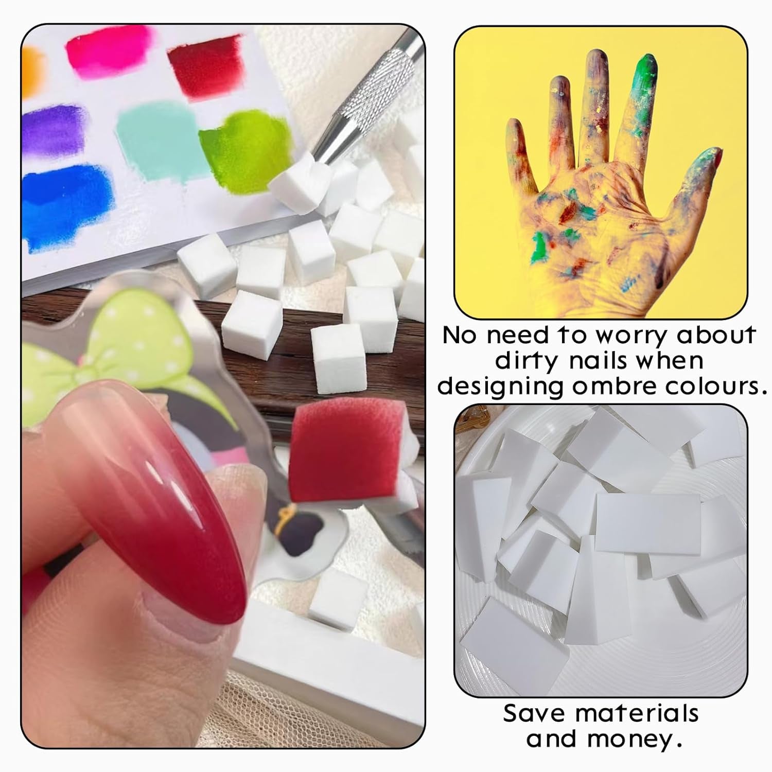 100 Stück Nail Art Schwamm Mit Metallgreifer, Sponge Brush Applikator, Sponge Nagel Pinsel, Nageldesign Zubehör Schwammpinsel, Verwendet, Um Eine Vielzahl Von Gradient Nail Art Patterns Zu Erstellen