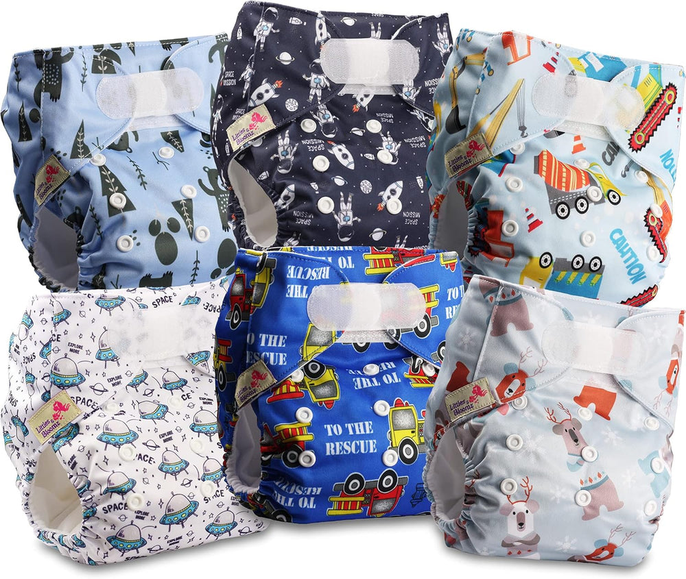 Pieluszka wielokrotnego użytku Littles and Bloomz FLV2-0602, standardowe zapięcie na rzep, 6 pieluszek