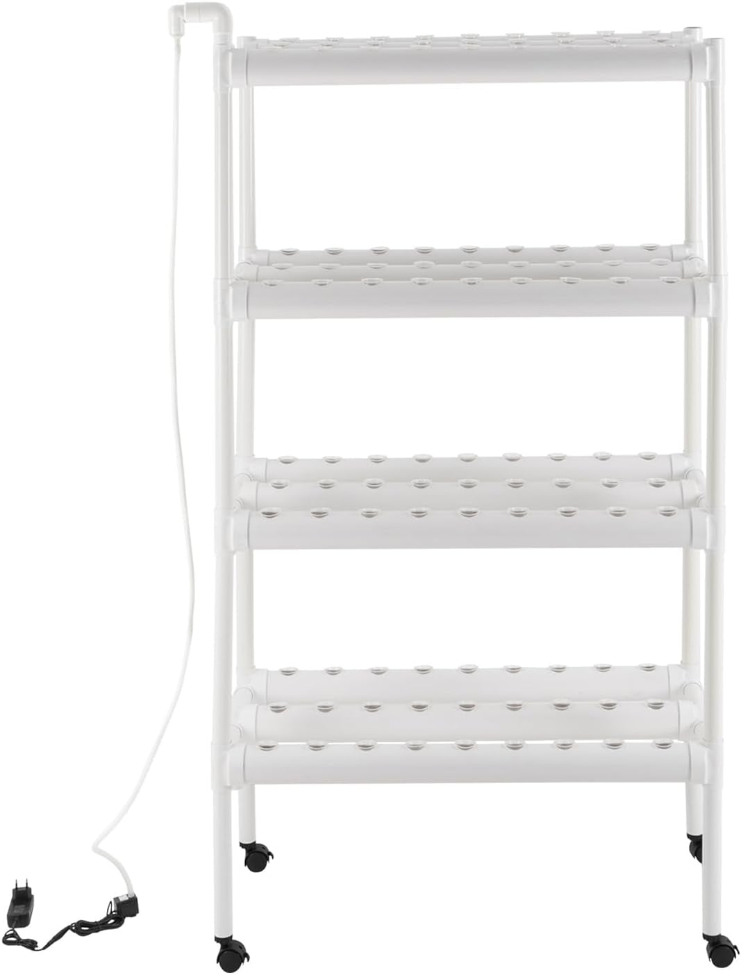 Zestaw do uprawy hydroponicznej ze 108 miejscami do sadzenia, 4 poziomy z pompą wodną. System hydroponiczny wykonany z rur PVC-U klasy spożywczej do warzyw domowych, balkonowych, ogrodowych i balkonowych.