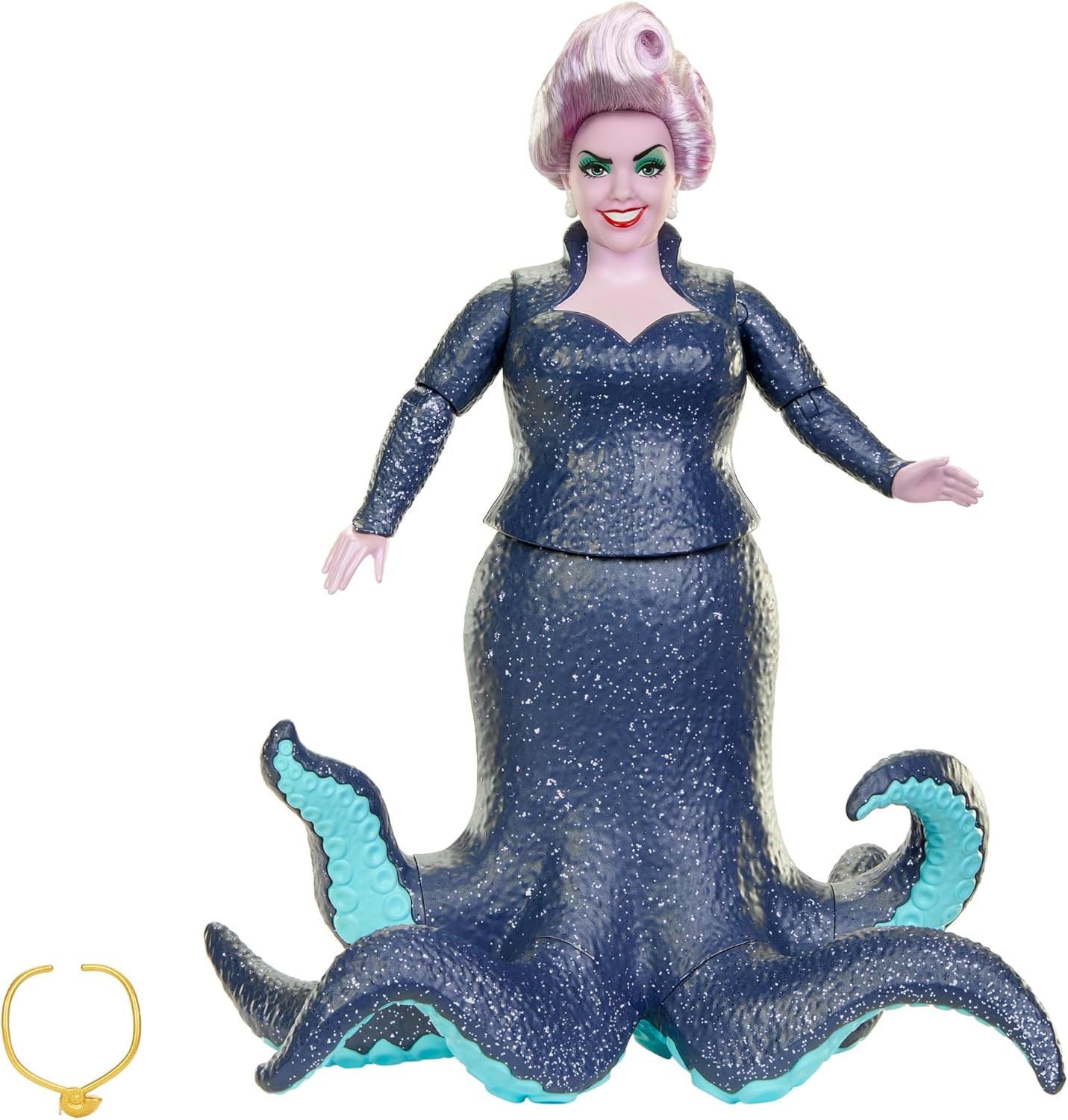 Mattel DISNEY Ariel, Syrenka - Urszula z mackami, odpinanym naszyjnikiem i lawendową fryzurą zapewniającą niekończącą się zabawę fryzjerską, odpowiednia dla dzieci w wieku od 3 lat, HLX12 Naty Shop Dolls