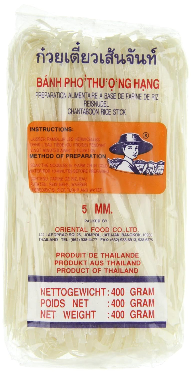 Makaron ryżowy - tajski makaron ryżowy o szerokości 5 mm, wykonany z mąki ryżowej - 17 x 400g