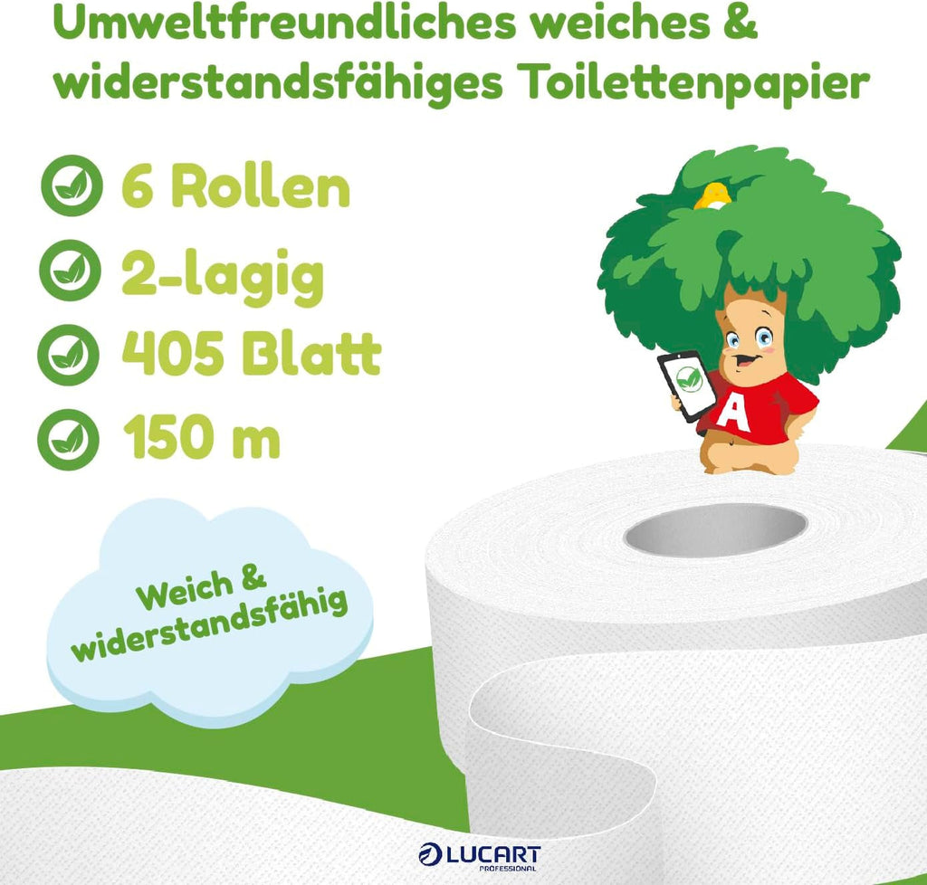 Role de hârtie igienică Jumbo Eco, 2 straturi, cremă de spălare a mâinilor cu formulă de curățare, hidratare și netezire - aromă florală - 5L, 6 bucăți (1-pachet)