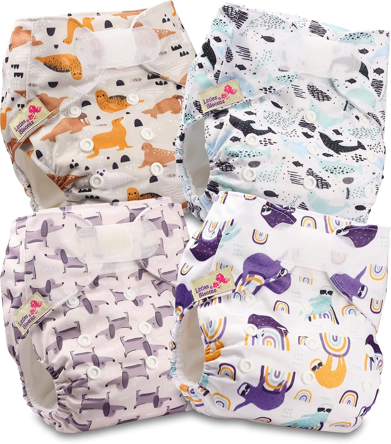 Pieluszka wielokrotnego użytku Littles and Bloomz FLV2-0602, standardowe zapięcie na rzep, 6 pieluszek