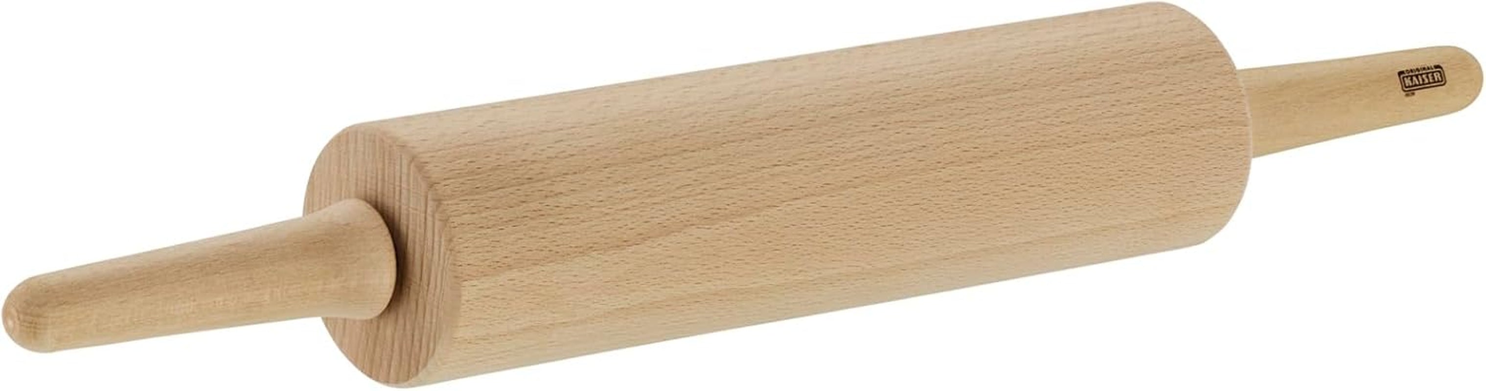 Oryginalny Kaiser Classic Nudelholz 47 x 6,5 cm, Teigroller, Wellholz, Buchenholz, Leichtlauf-Gleitlager, breite Ausrollfläche, beżowy