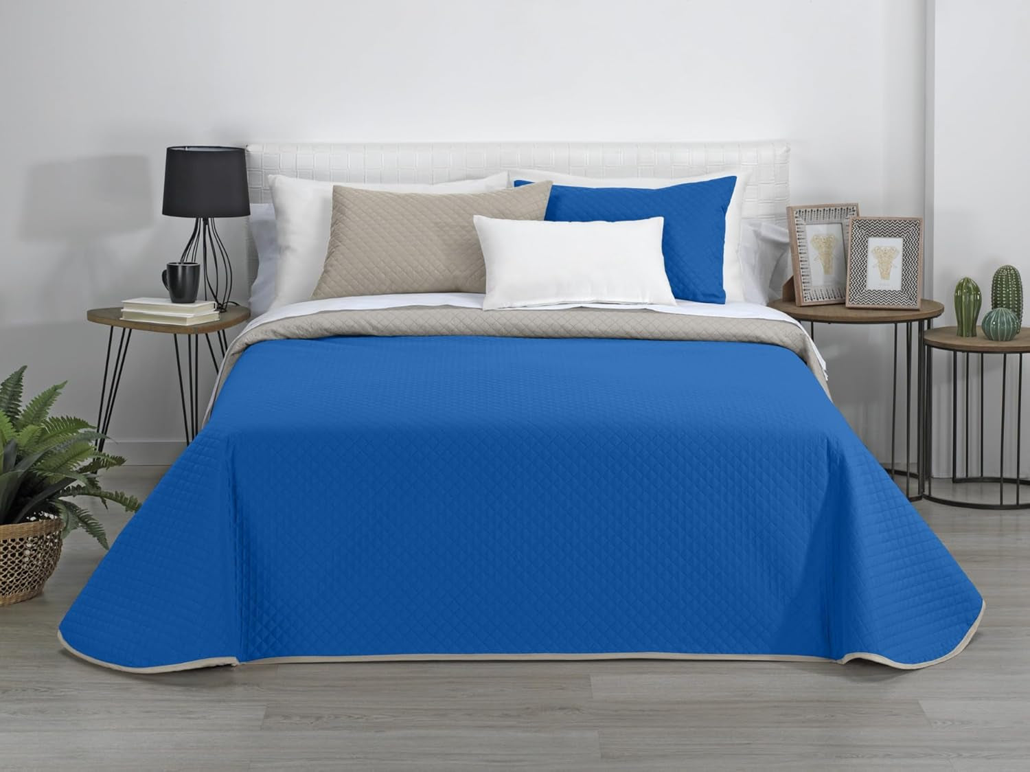 Estoralis | AVA | Cuvertură Boutique Reversibilă | Pentru toate anotimpurile | Culoare - gri/albastru | Pentru pat de 140/150/160 cm. pat. (250 X 270 Cm. Ancho X Alto) | Cuvertură cu matlasare Plapumi si pilote Naty Shop Titlu implicit