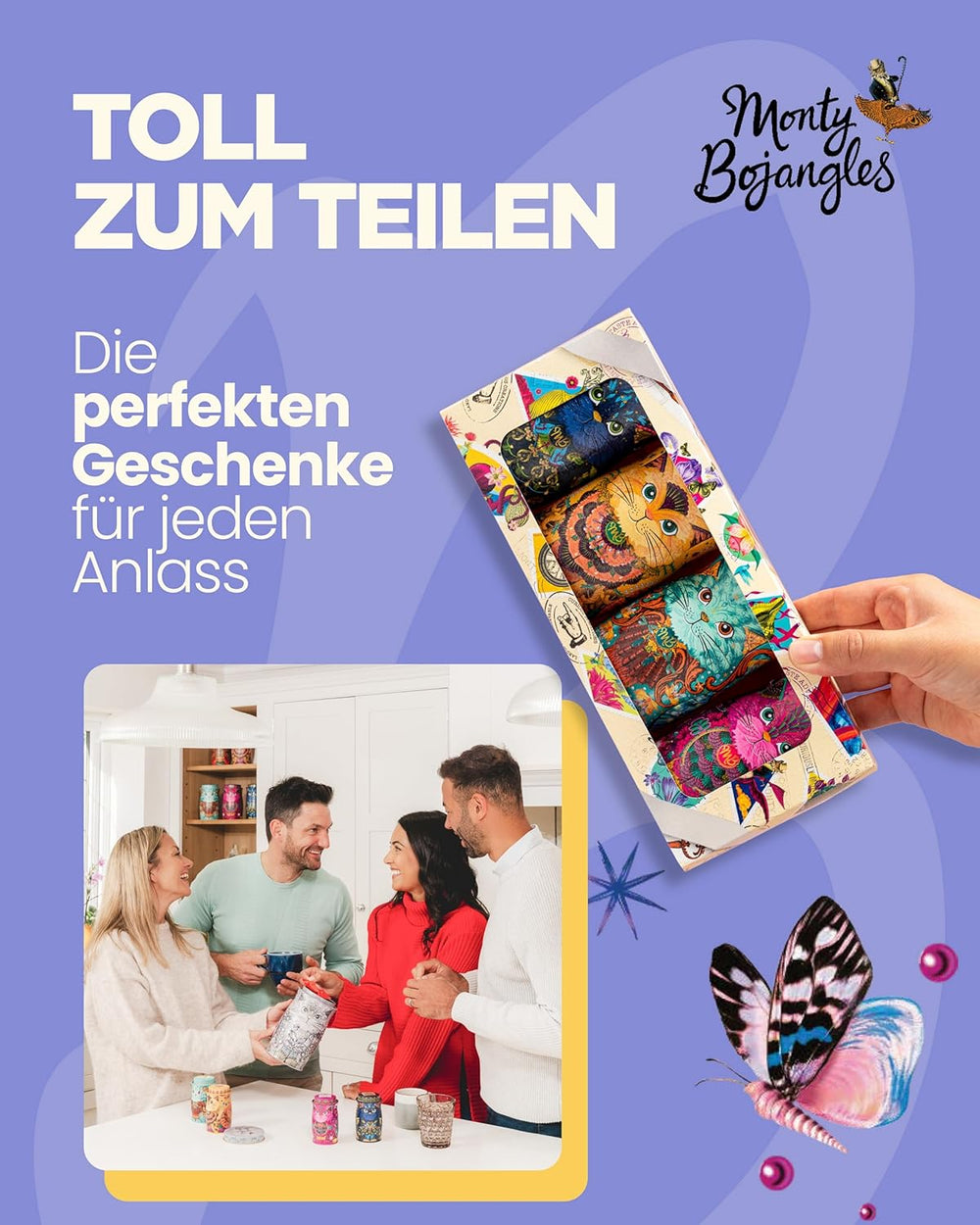 Monty Bojangles Savanna Gold Chocolate Trufle (135g) Praliny w proszku kakaowy Zestaw upominkowy w indywidualnym kształcie kota Pudełko kolekcjonerskie Flutter Scotch Flavor