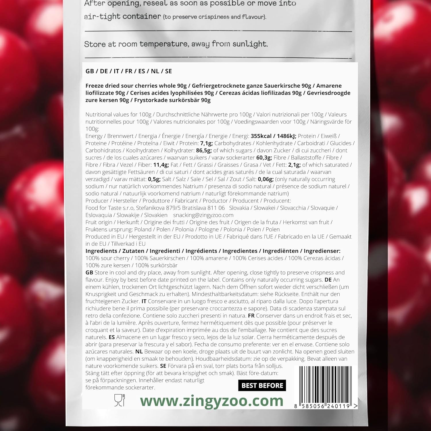 Cireșe liofilizate | Cireșe acre uscate | Fructe liofilizate | Fructe uscate liofilizate | Fructe liofilizate Cireșe uscate | Fur Smoothie Fructe liofilizate (90g) Produse deshidratate Naty Shop