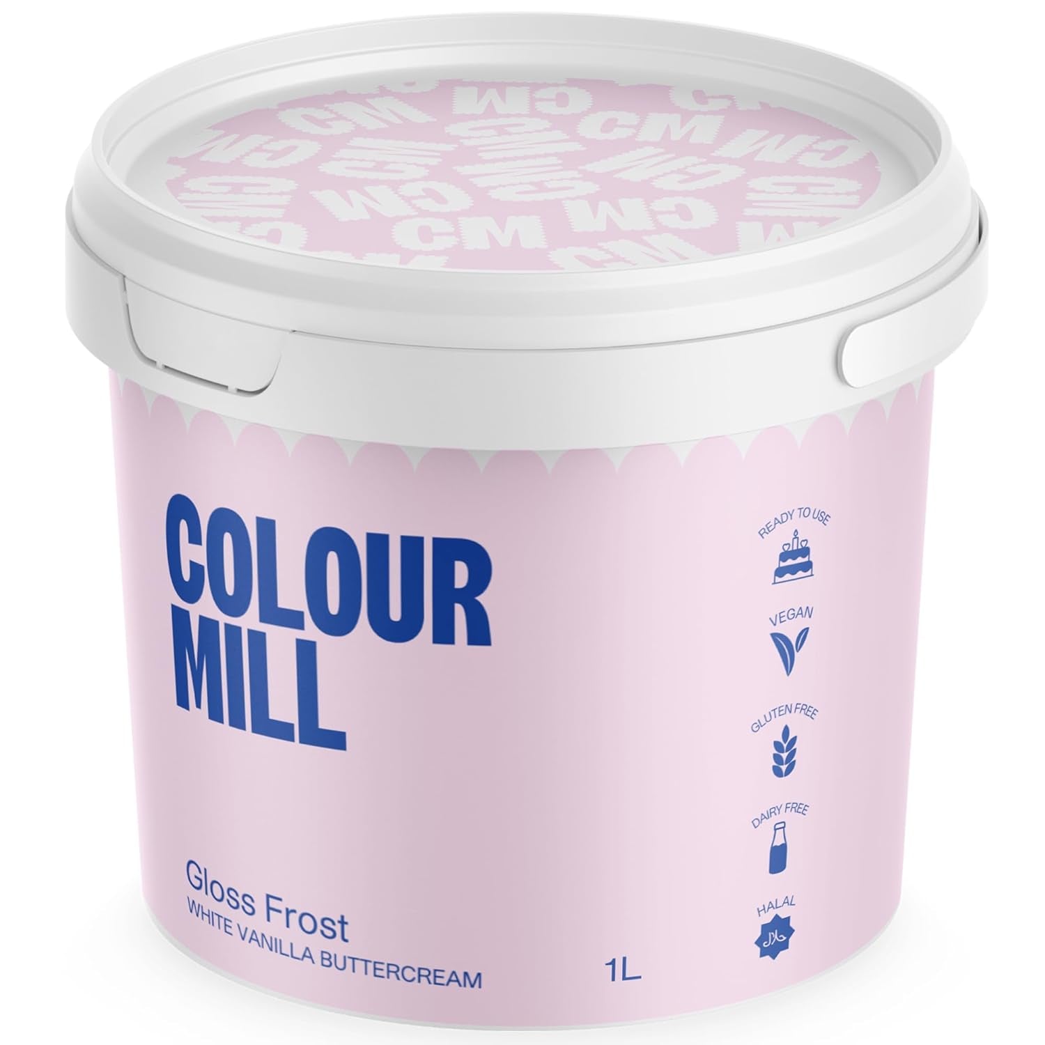 Colour Mill White Buttercream Gloss Frost, Cremă de unt albă în stil meringue elvețian, Vanilie cremoasă, Perfectă pentru glazurare, pipetare și umplere - 1 L Pasta de zahar Naty Shop Default Title
