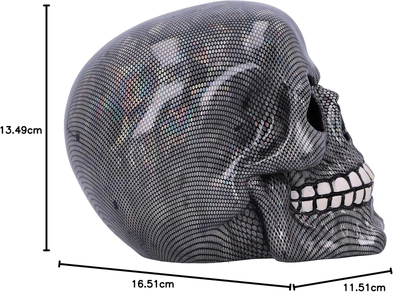 Craniu din plasă de pește argintiu holografic Ornament craniu din plasă de pește argintiu holografic, argintiu, 16,5 cm Statuete si sculpturi Naty Shop