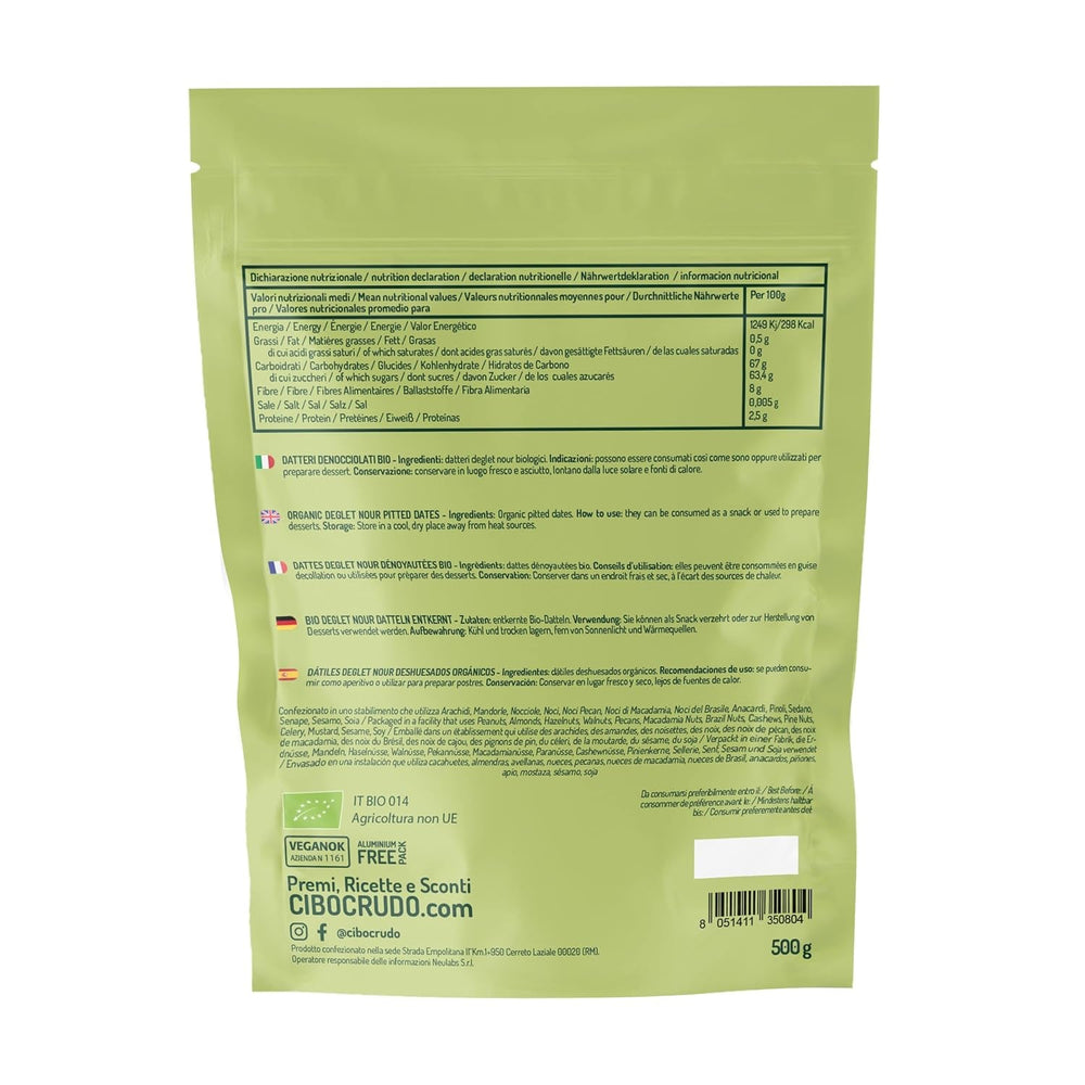 Curmale fără sâmburi Deglet Nour Bio - 500g. Curmale uscate Deglet Nour organice naturale. Curmale deshidratate. Produse deshidratate Naty Shop