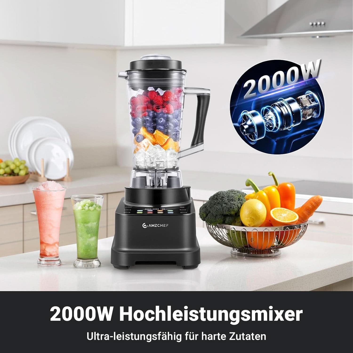 Blender AMZCHEF, 8 inteligentnych menu i 10 prędkości, ekran dotykowy LCD Kitchen Naty Shop