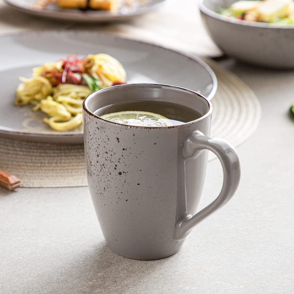 Set de veselă Vancasso pentru 12 persoane, set de veselă din gresie Navia, set combinat de 48 de piese cu farfurii, farfurii pentru salată, boluri și cești, aspect vintage, design natural