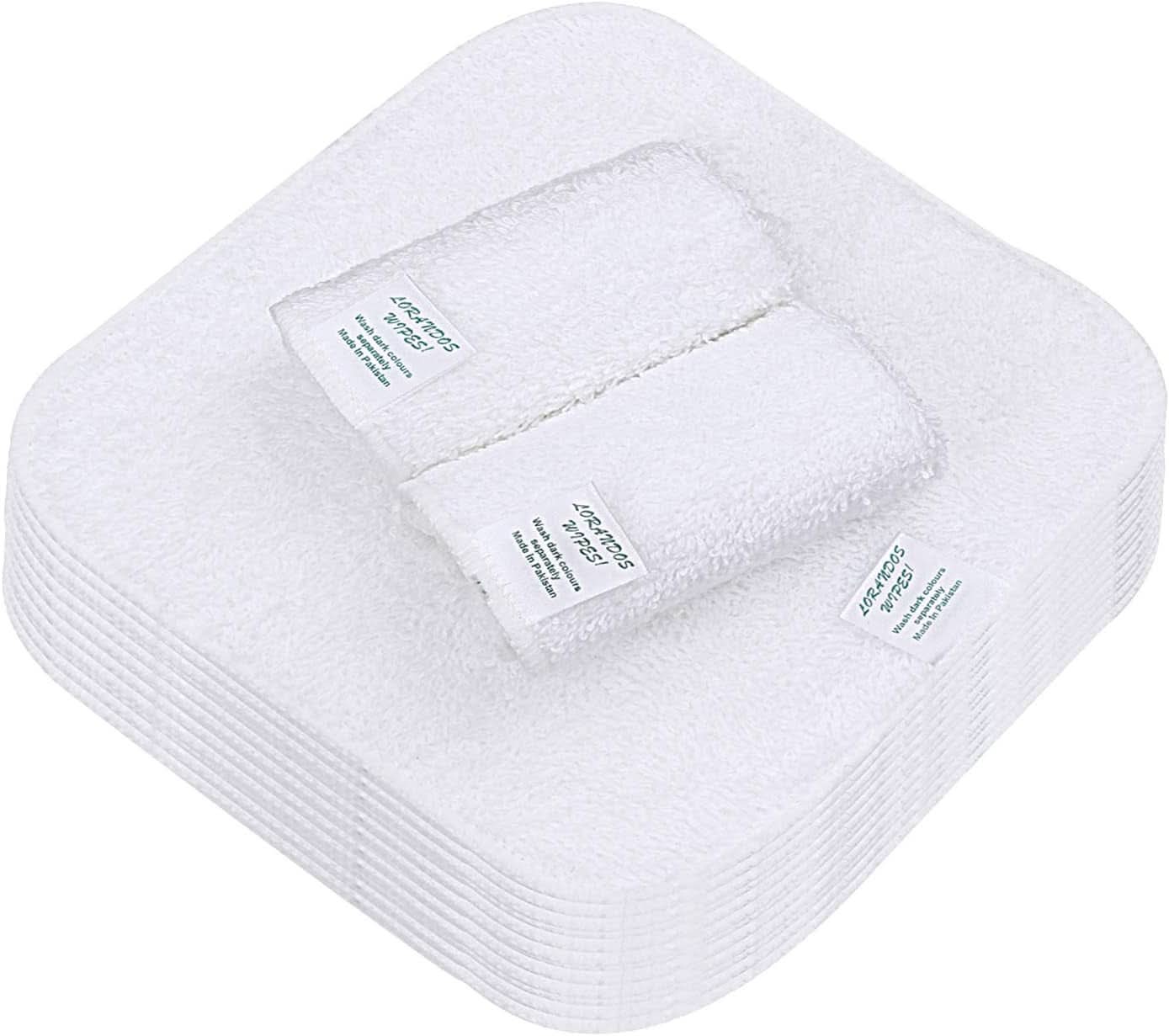 Șervețele reutilizabile pentru copii 100% bumbac Terry (25pachet - 15X15Cm - alb) fără parfum, lavabile, ultra moi și super absorbante Mama si Copilul Naty Shop