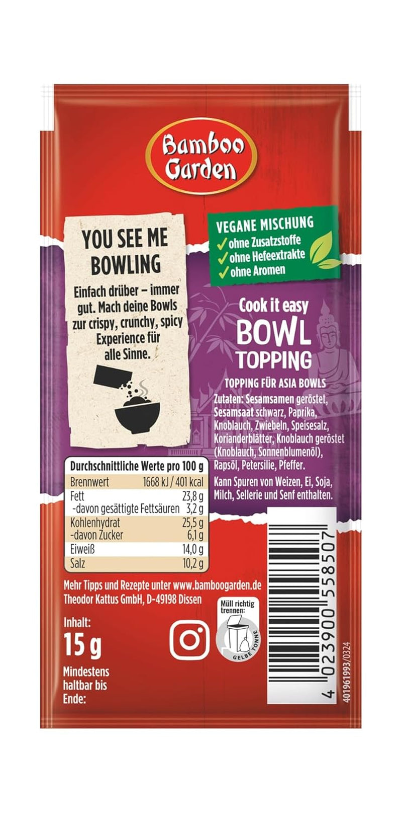 Ogród Bambusowy - Posypka do Miski | Gewürztopping zum Verfeinern von Asia Bowls | Wegańskie, naturalne składniki | 15 g w torebce