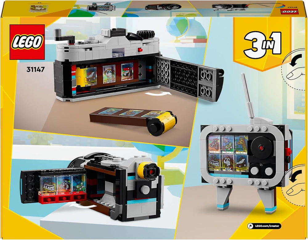 LEGO Creator Zabawka z aparatem retro 3 w 1, kamera, telewizor, dekoracje na biurko dla dzieci lub akcesoria do sypialni, prezenty fotograficzne dla dziewcząt i chłopców w wieku 8 lat 31147 Zestawy do budowania Kup w sklepie LEGO