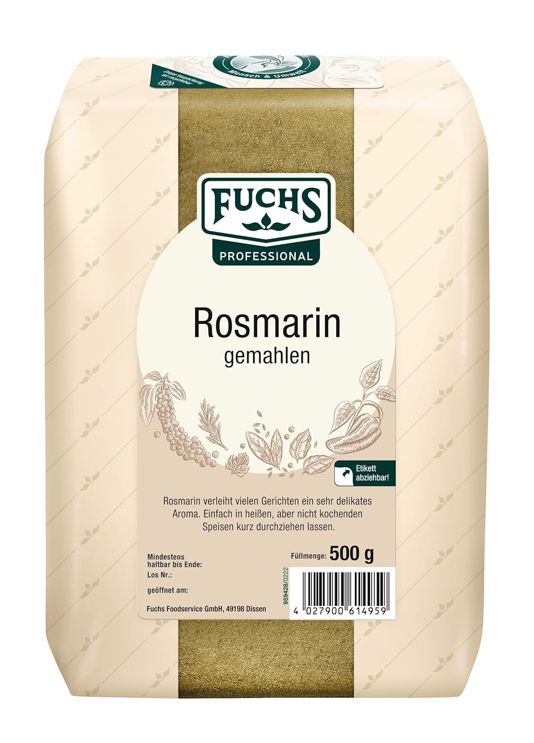 - Rozmaryn gemahlen | Für Rosmarin-Kartoffeln i Lamm-Gerichte | Profi-Qualität für Großverbraucher | Worek 0,6 kg nadaje się do recyklingu