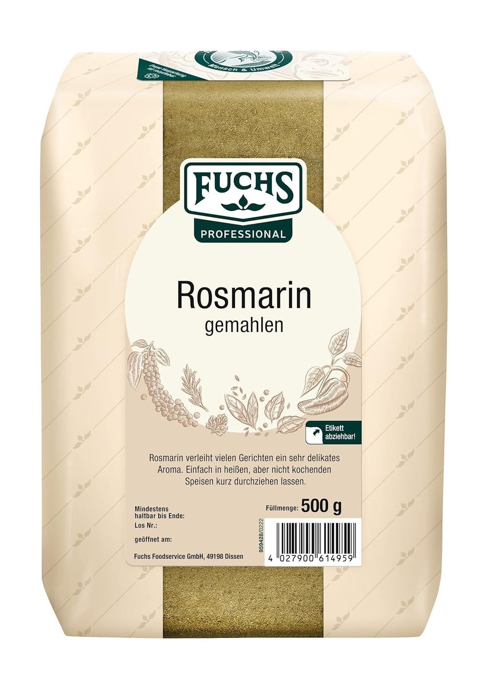 - Rozmaryn gemahlen | Für Rosmarin-Kartoffeln i Lamm-Gerichte | Profi-Qualität für Großverbraucher | Worek 0,6 kg nadaje się do recyklingu