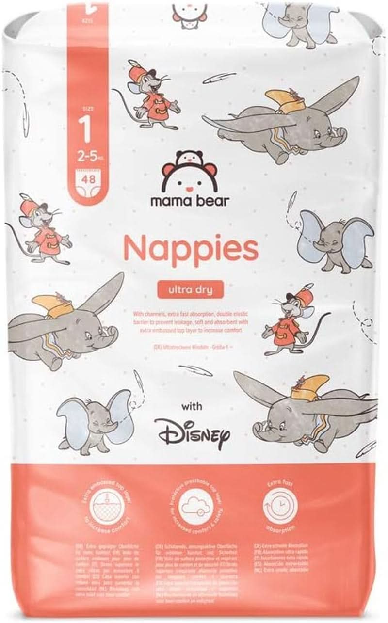 Pieluchy Mama Bear Disney Ultra Dry rozmiar 4 (8-14 kg), białe, 84 sztuki (1 opakowanie)