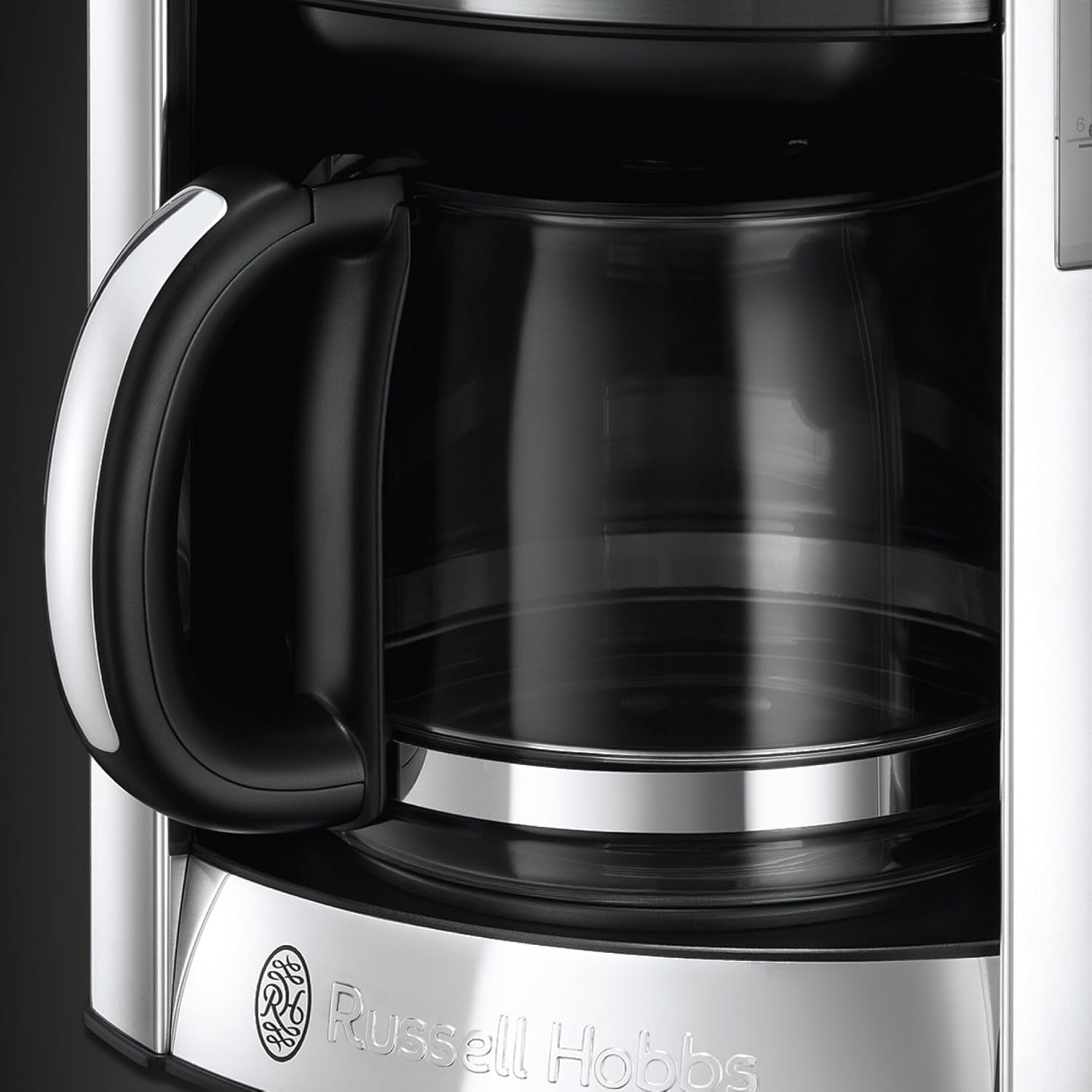 Cafetieră Russell Hobbs Luna Grey [Temporizator digital, Cap de duș pentru extracție și aromă optime] (1 până la 12 cești, Carafă din sticlă de 1,5 l, Placă de încălzire, 1000 W) Cafetieră cu filtru 23241-56