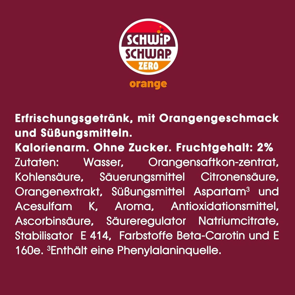 Schwip Schwap Zero Orange, napój bezalkoholowy o smaku pomarańczowym, zestaw 6 x 1,25 litra Napoje bezalkoholowe Naty Shop
