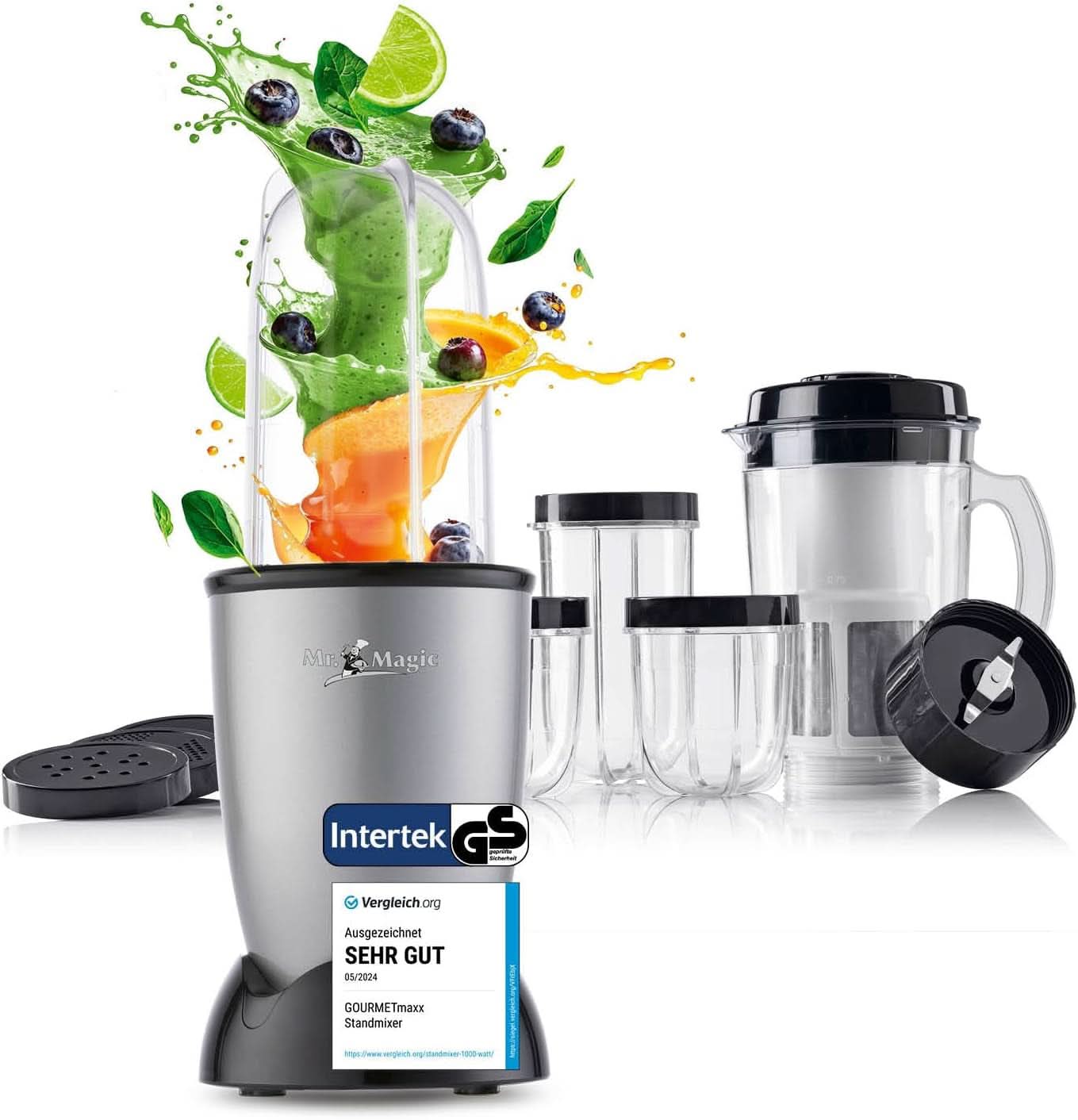 Gourmetmaxx Mr Magic Blender, Smoothie Maker z pakietem akcesoriów Xxl Naty Shop