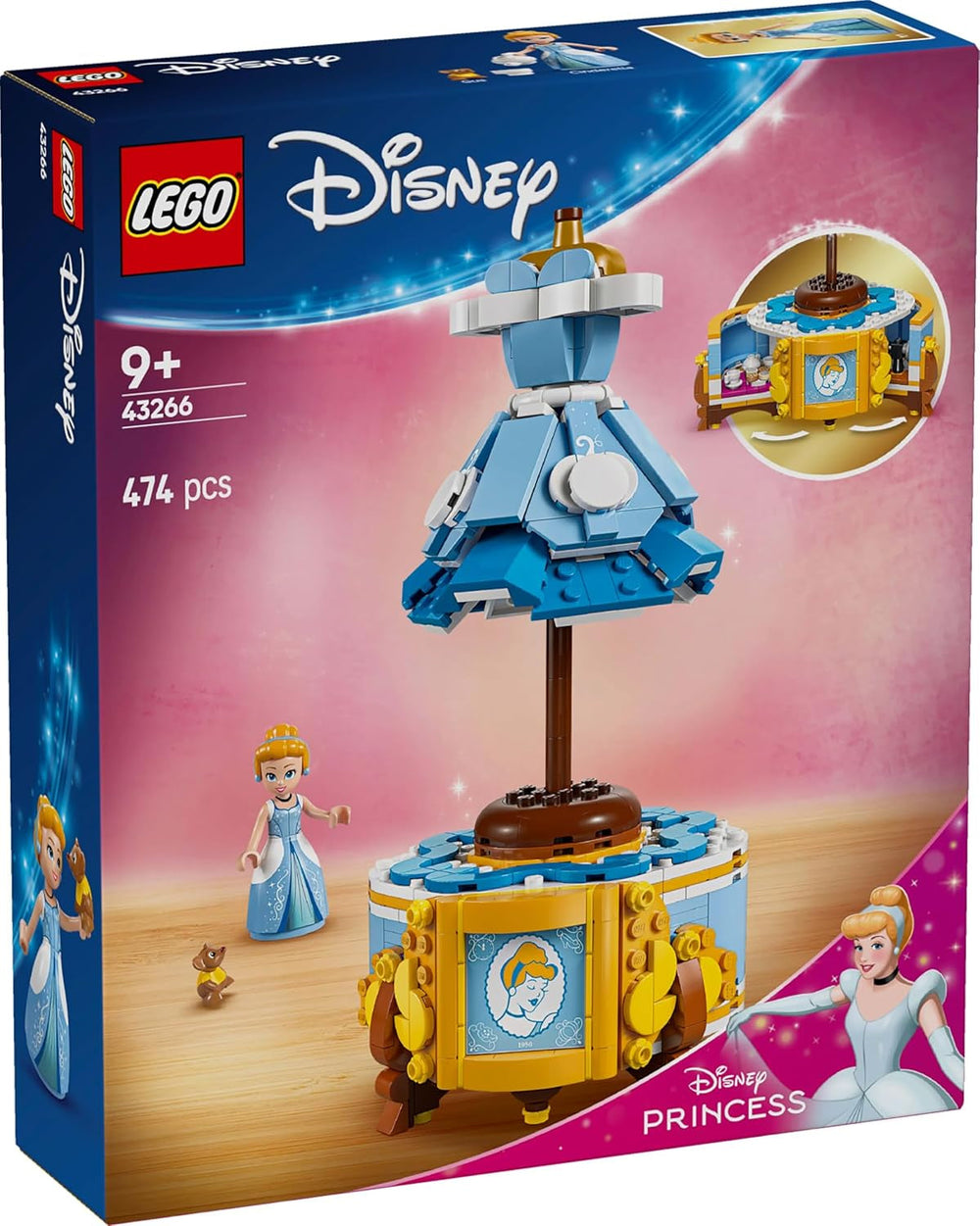 LEGO Ç€ Rochia prințesei Disney Cenușăreasa, jucărie pentru băieți și fete de la 9 ani - include un cuier pentru rochii, o mini păpușă Cenușăreasa și o figurină de șoarece - Playset creativ 43266 Seturi de constructie Besuche den LEGO-Store