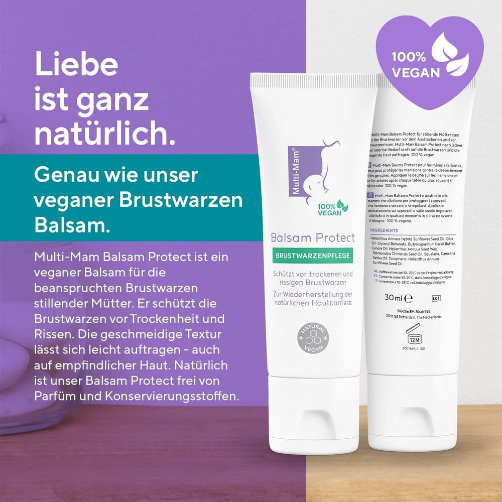 Multi-Mam Balsam Protect Beruhigt Und Schützt Trockene Und Rissige Brustwarzen Während Und Vor Der Stillzeit, Brustwarzencreme Stillen, tubka 30 ml Akcesoria Żywność i karmienie piersią Sklep Bebe Naty