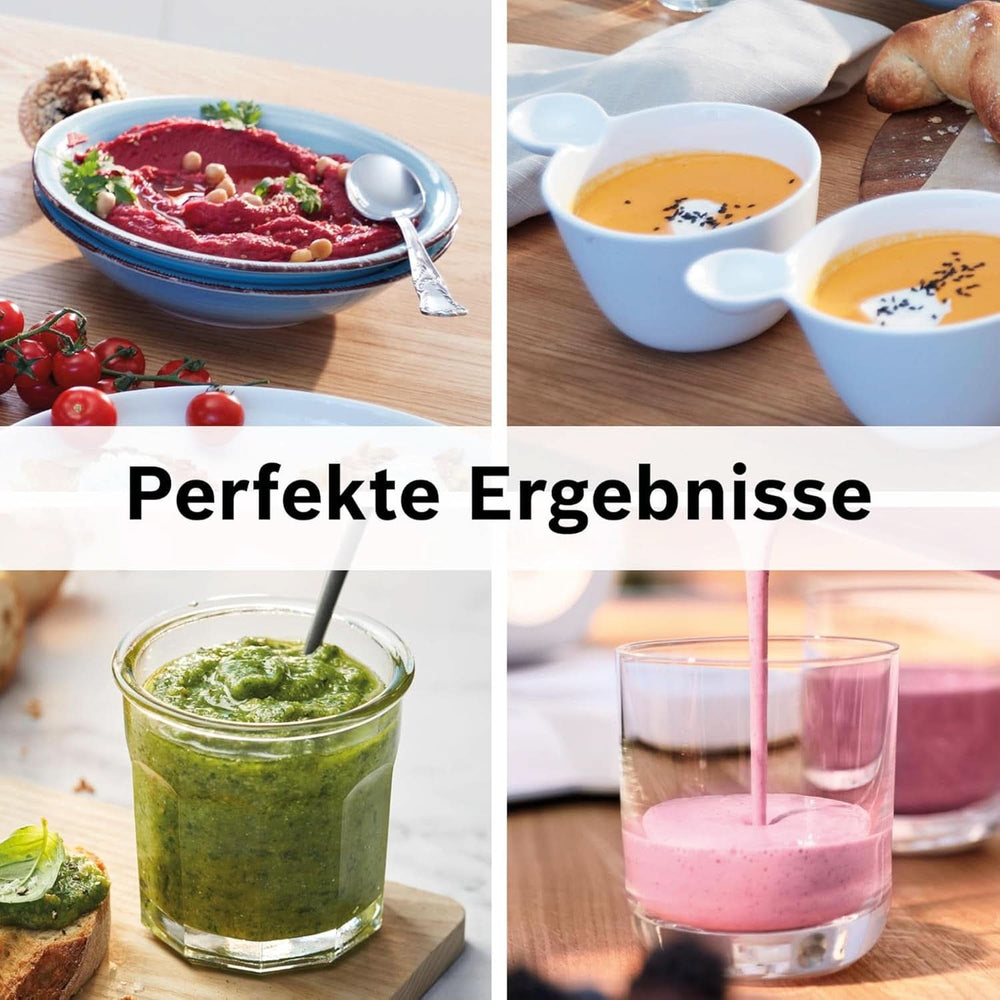 Mikser stojący Bosch Vitapower Serie 4 MMB6174SN, wersja Verbesserte, Hochwertige Edelstahl-Klingen, 1,5 l Glasbehälter, 0,6 l To-Go-Flasche, Spülmaschinenfeste Teile, 30 000 U/min, 1200 W, Silver Kitchen Naty Shop