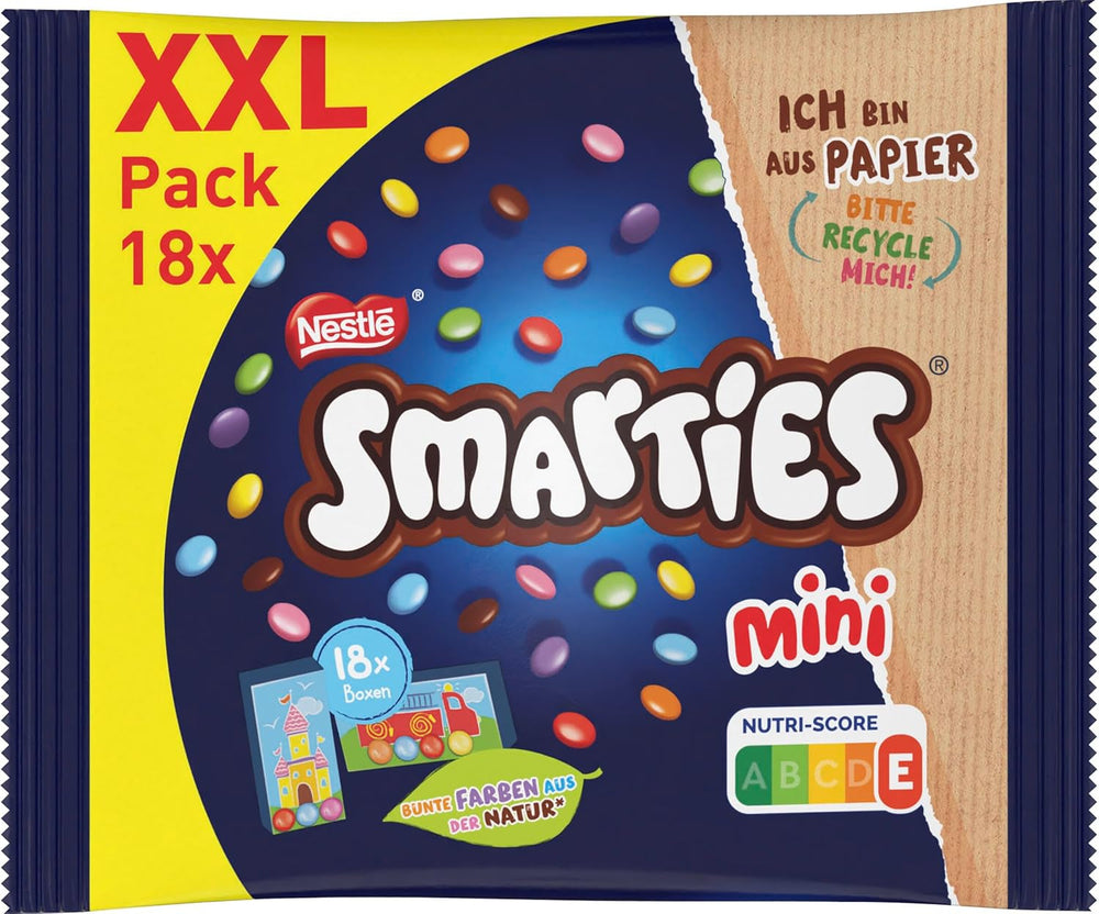Nestlé SMARTIES Mini XXL, Kolorowe kawałki czekolady, 259 gram Cukierki czekoladowe Naty Shop