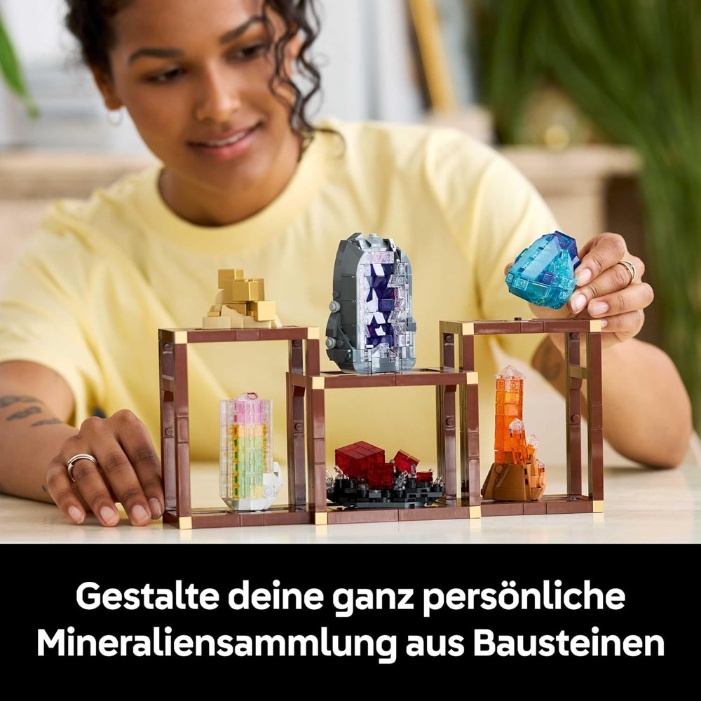LEGO Ideas Mineraliensammlung - Set für Erwachsene - Modellbau mit Kristallelementen inkl. Amethyst, Fluorit & Tangerinquarz sowie 3 Ständern - DIY Wohn Deko Geschenkidee - 21362