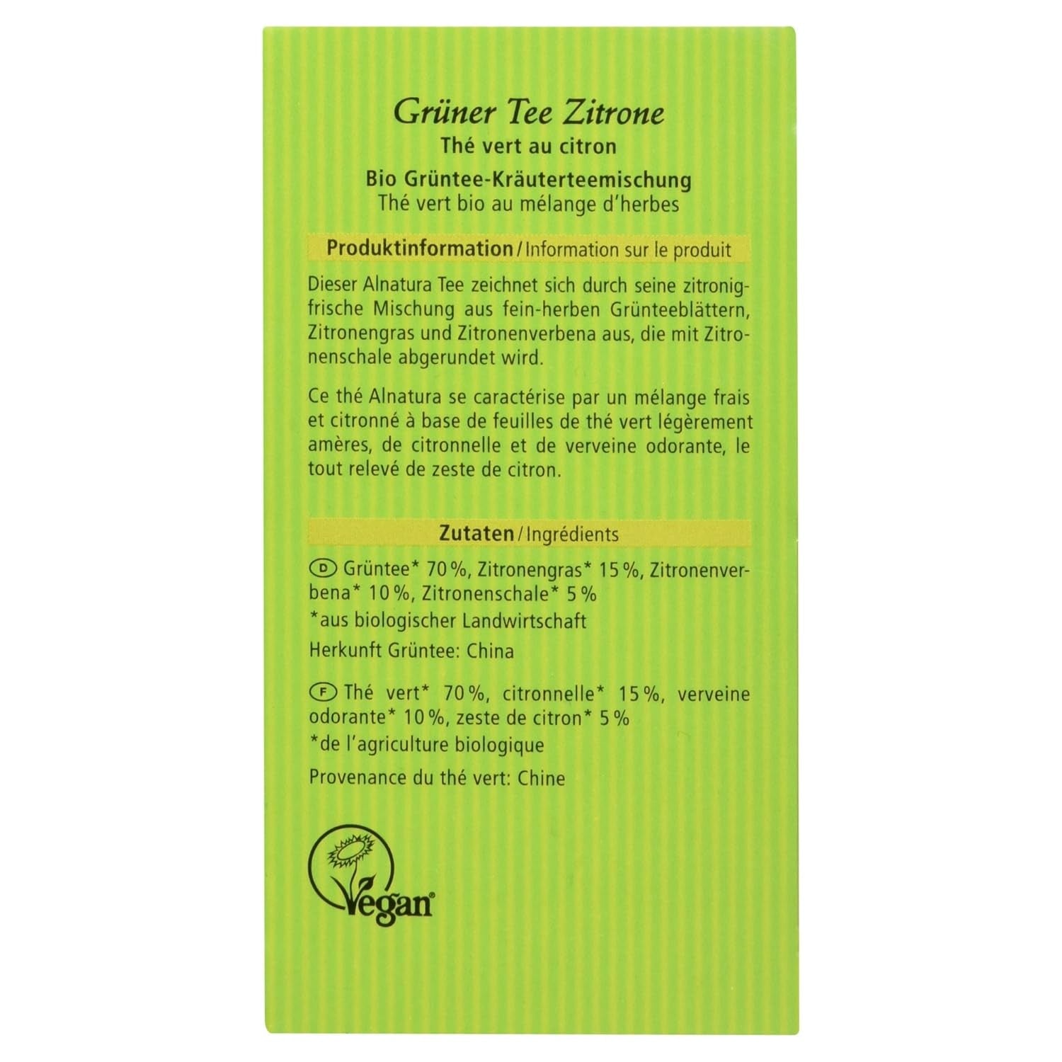 Ceai verde organic cu lămâie, 20 pliculețe, 40 g