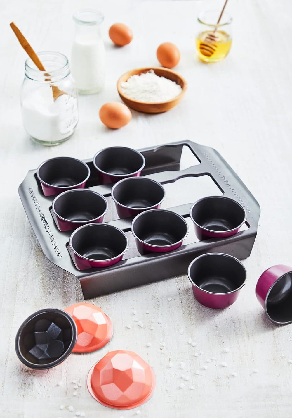 Tefal Creabake J3040104 Kuchenform, 9 Mulden, Antihaftbeschichtung, Austauschbar, Perfektes Backen, Kreative Und Leckere Rezepte, Nicht Compaible Mit Cake Factory, Creabake Formy i blachy do pieczenia Naty Shop