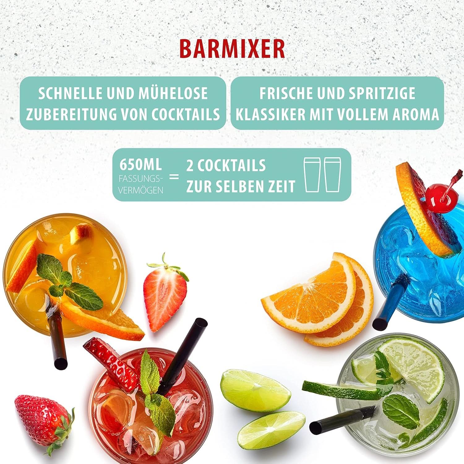 Clatronic® Barmixer U. Milchaufschäumer | Maszyna do smoothie | 650 ml Edelstahlbehälter | Praktischer Becherhalter | Mikser | 2 Geschwindigkeitsstufen | Silnik Kraftvoller 65 W | Chromdesgin | BM 3472 Kuchnia Naty Shop