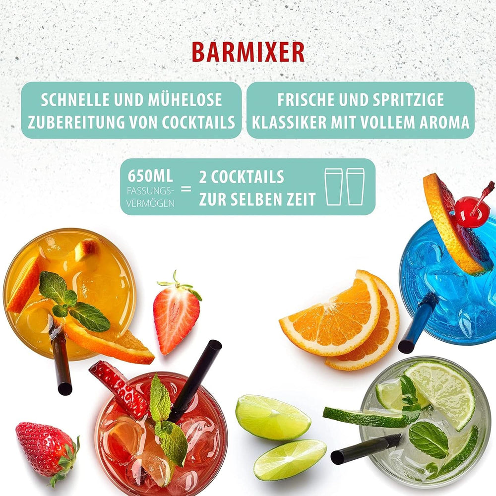 Clatronic® Barmixer U. Milchaufschäumer | Maszyna do smoothie | 650 ml Edelstahlbehälter | Praktischer Becherhalter | Mikser | 2 Geschwindigkeitsstufen | Silnik Kraftvoller 65 W | Chromdesgin | BM 3472 Kuchnia Naty Shop