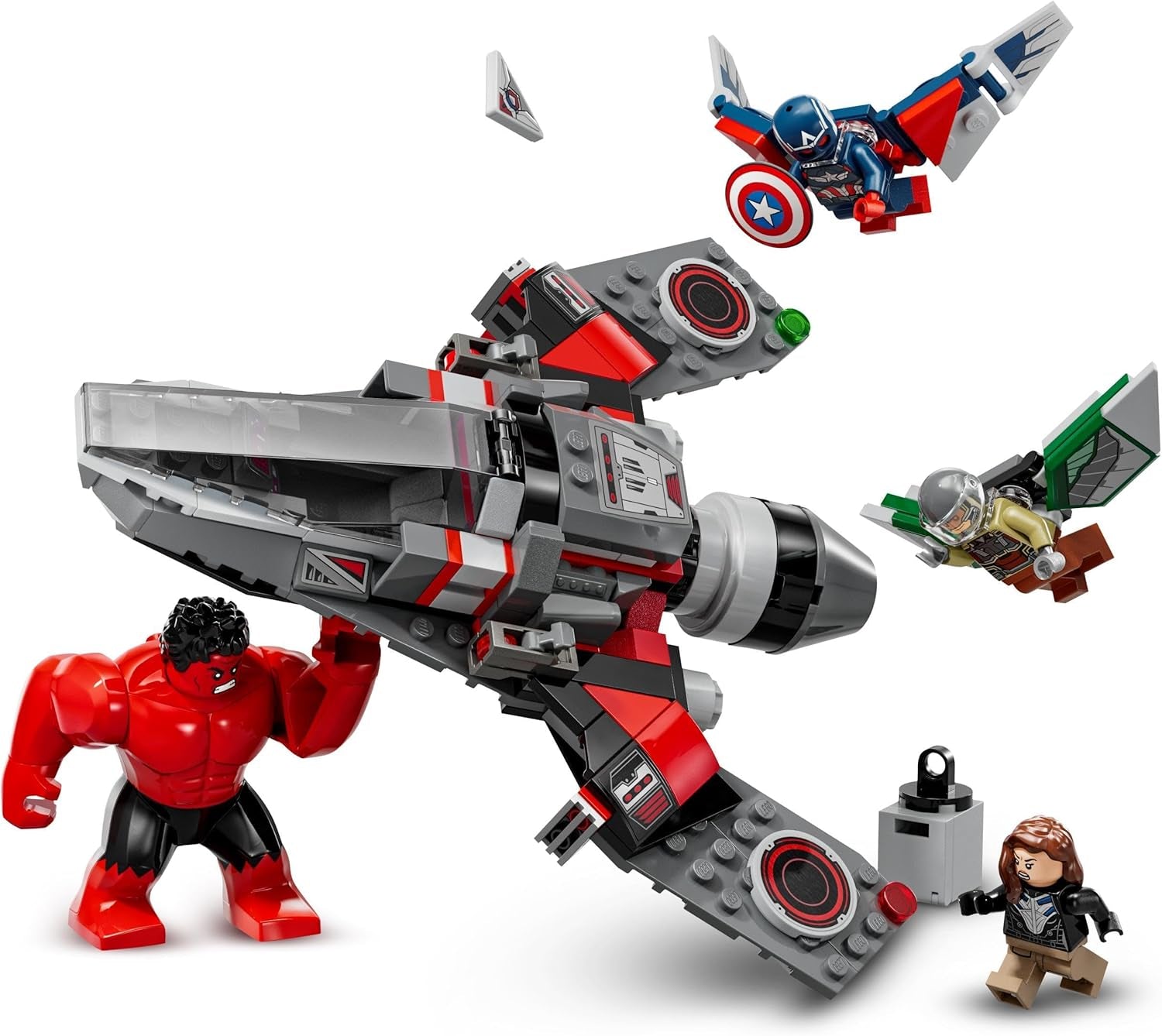 LEGO Marvel Starcie pomiędzy Kapitanem Ameryką a Czerwonym Hulkiem Prezent dla dzieci Zestaw odrzutowy do zbudowania Zabawka superbohatera dla chłopców i dziewcząt 8-letnia przygoda do budowania 76292 Zestawy do budowania Besuche den LEGO-Store