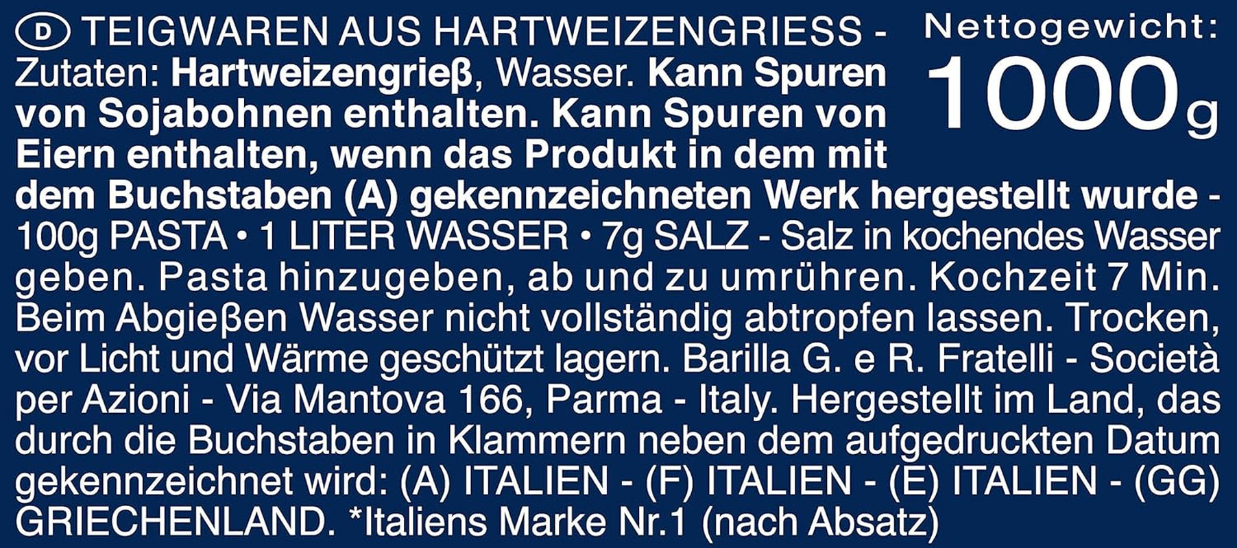 Makaron z pszenicy durum Barilla Maccheroni n. 44 – Opakowanie 1 szt. (1x1kg)