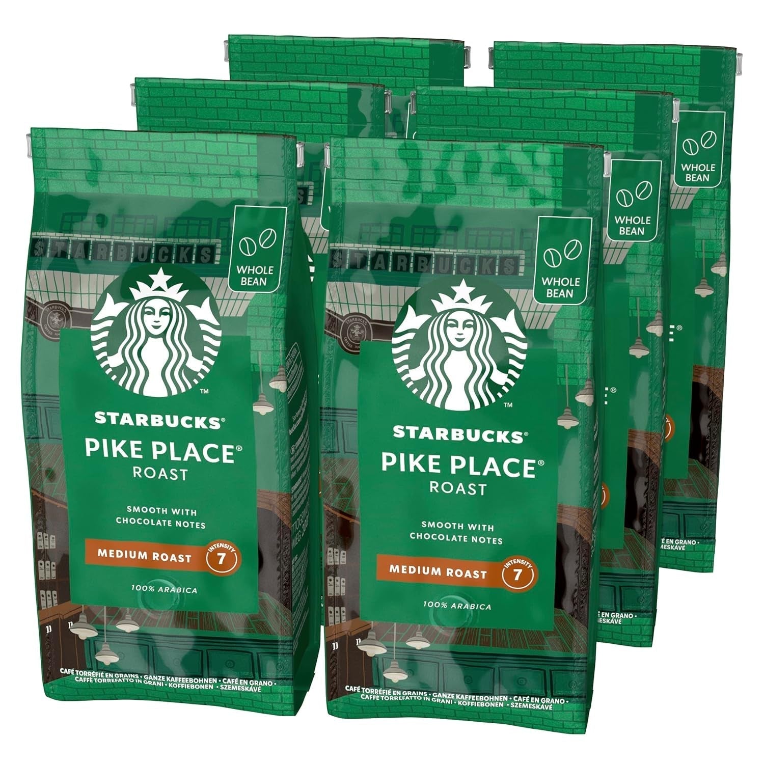 STARBUCKS Pike Place Roast, prăjire medie, boabe de cafea întregi Cafea Naty Shop Pike Place 6 x 200 grame