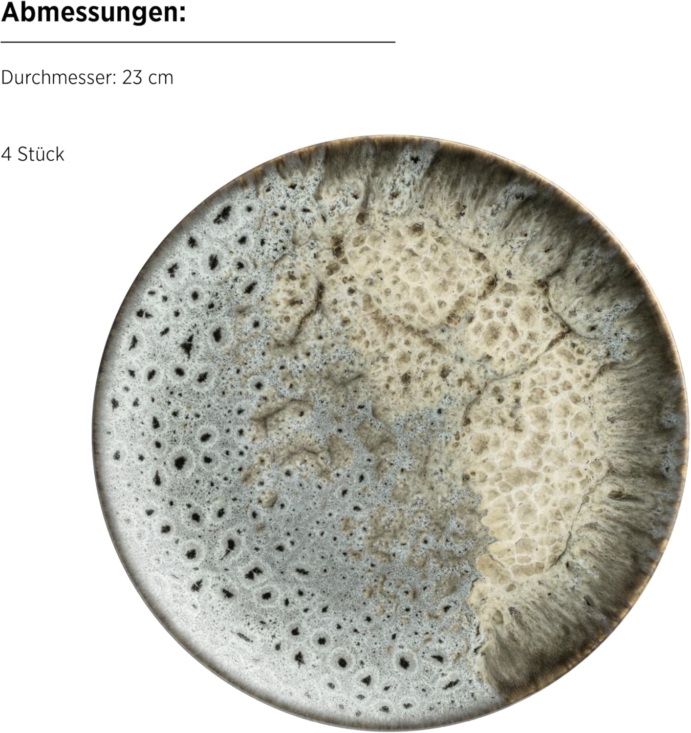 Set de mic dejun MÄSER Carellia, 12 piese – ceramică din Portugalia – glazură reactivă – 4 farfurii de desert 23 cm, 4 boluri 15 cm, 4 căni de cafea 430 ml – potrivit pentru mașina de spălat vase și cuptorul cu microunde, gri