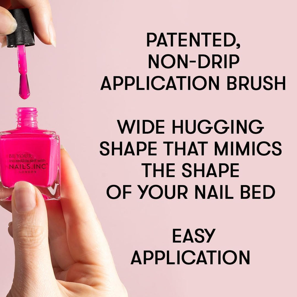 Nails Inc Better On Top, Glazura, Błyszczący, Błyszczący, Powłoka paznokci, Bez rozdwajania, Długotrwała, Szybkoschnąca, Suszenie na powietrzu, Profesjonalny manicure i pedicure, Paznokcie u rąk i nóg, Wegański lakier do paznokci, 14ml