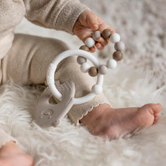 Inel de dentiție din silicon Nattou, ursuleț, fără BPA, aprox. 13 cm, silicon, culori argilă