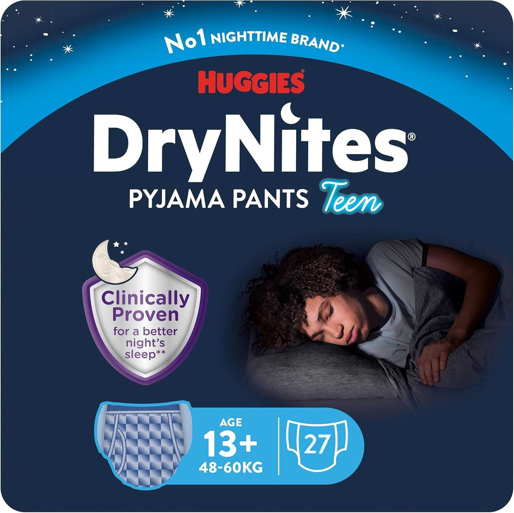 Huggies Drynites Nachtwindeln Bei Bettnässen, Für Jungen Ab 13 Bis Ca. 17 Jahre (48-60 KG), 27 Stück (3X9), Monatspack, Windel-Pants Domyślny tytuł sklepu Naty